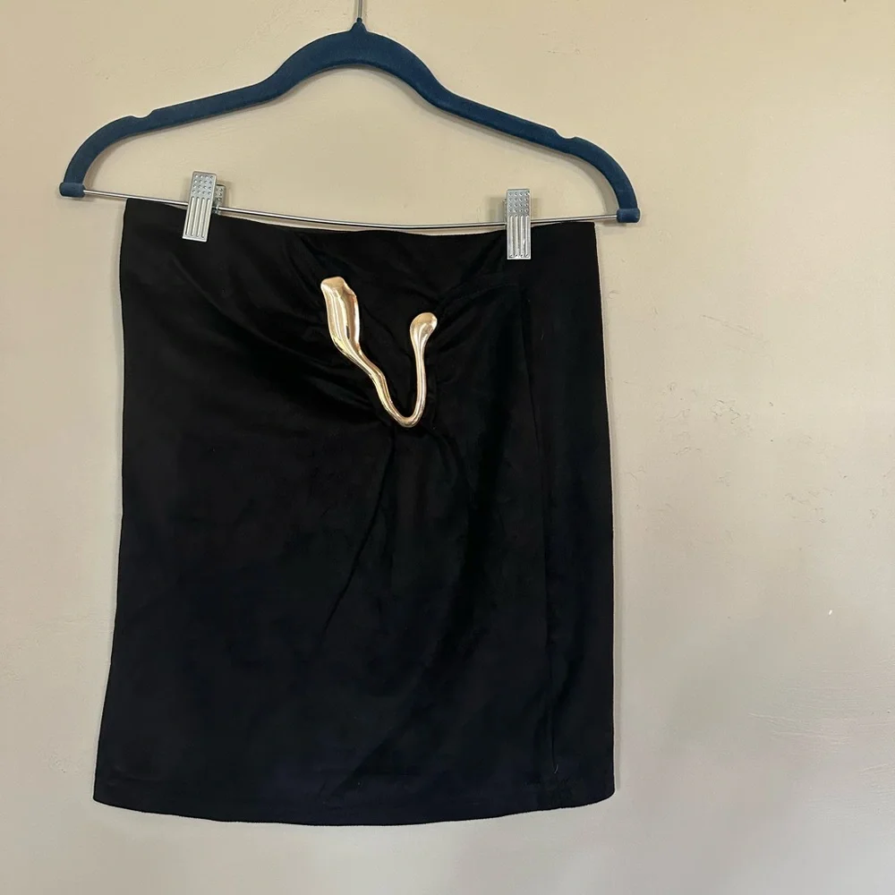 Black Mini Skirt with Gold‎ Accent